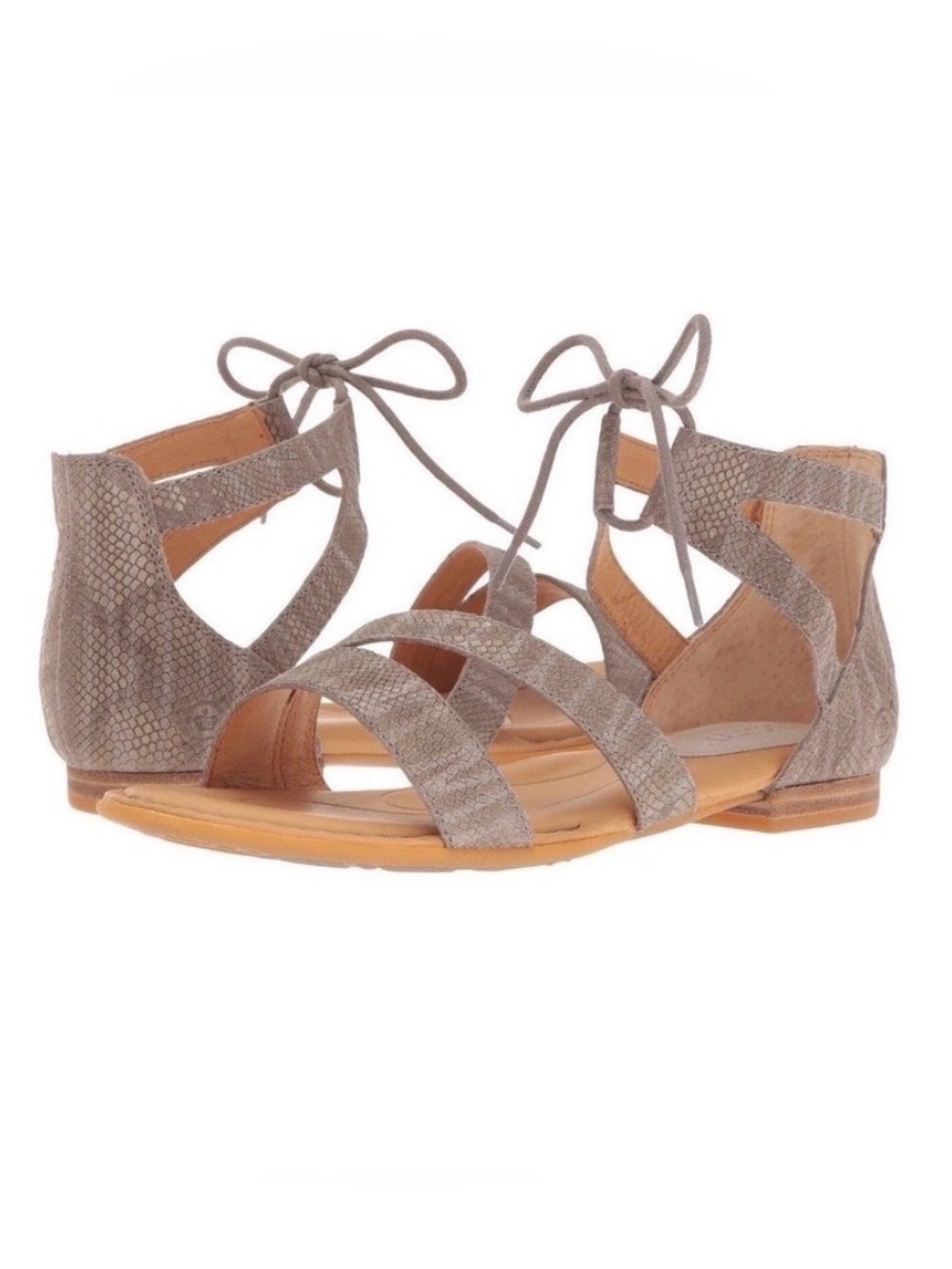 Born Casma Sandal Taupe Croc Embossed Leather Size 9- Neutral, Boho Chic